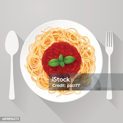 istock Spaghetti Pasta with tomato sauce and basil 689896272