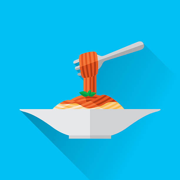 Spaghetti Vector illustration of spaghetti and fork. pasta silhouettes stock illustrations