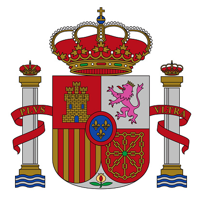 The Coat of Arms of Spain. File is built in the CMYK color space for optimal printing, and can easily be converted to RGB without any color shifts.