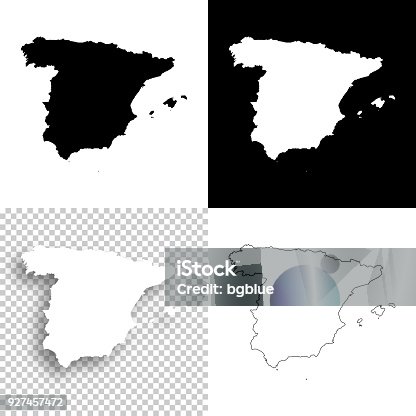 istock Spain maps for design - Blank, white and black backgrounds 927457472