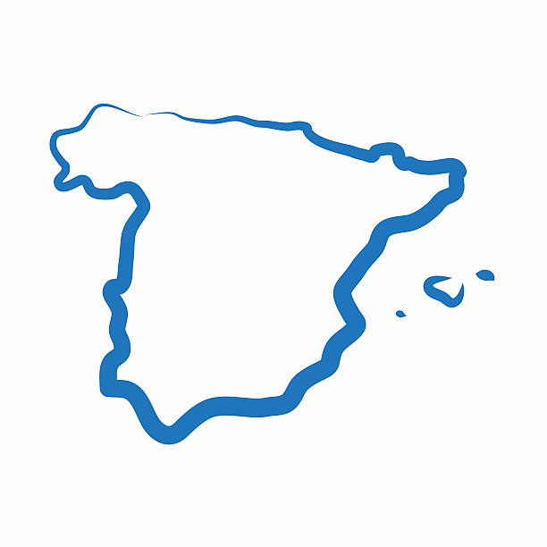 Spain outline map made from a single line vector art illustration