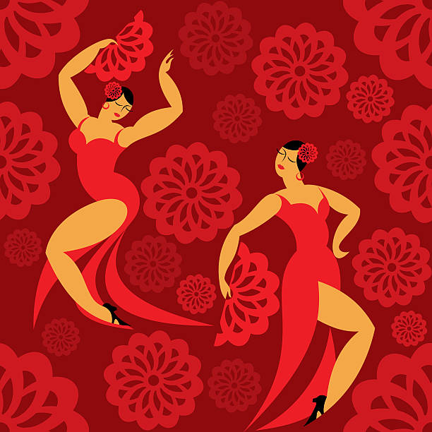illustrations, cliparts, dessins animés et icônes de danse espagnole flamenco - danseuse flamenco