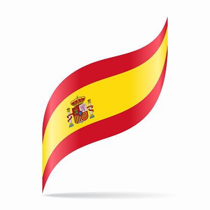 Spanish flag wavy abstract background. Vector illustration.