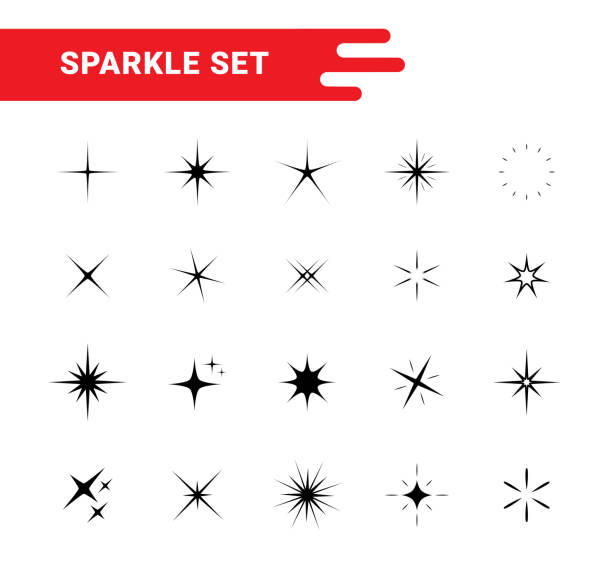 Sparkles design elements Sparkles design elements vector set camera flash stock illustrations