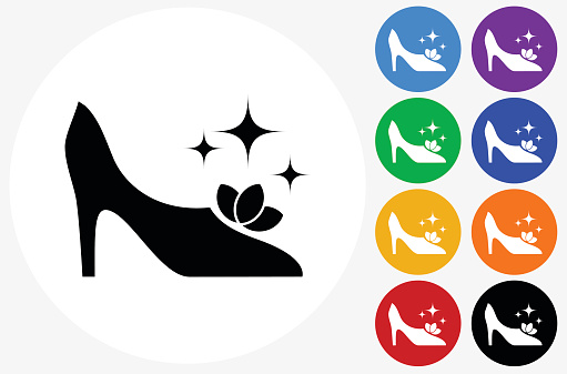 Sparkling Shoes Icon on Flat Color Circle Buttons