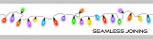 Sparkly festive christmas fairy lights multicolored - Vector can be seamlessly joined end on end to create any length