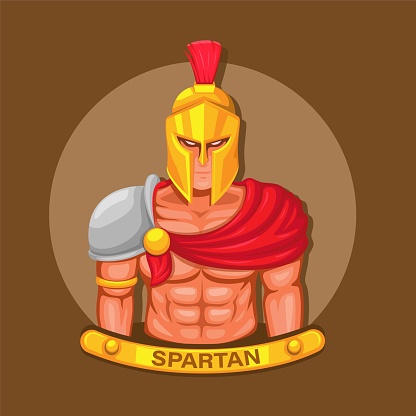 Spartan figure mascot greek legendary soldier heroes cartoon illustration vector
