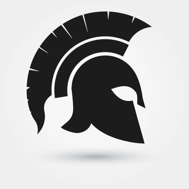 Spartan warrior Helmet Spartan Helmet silhouette, Greek warrior - Gladiator,  legionnaire heroic soldier. vector laconia greece stock illustrations