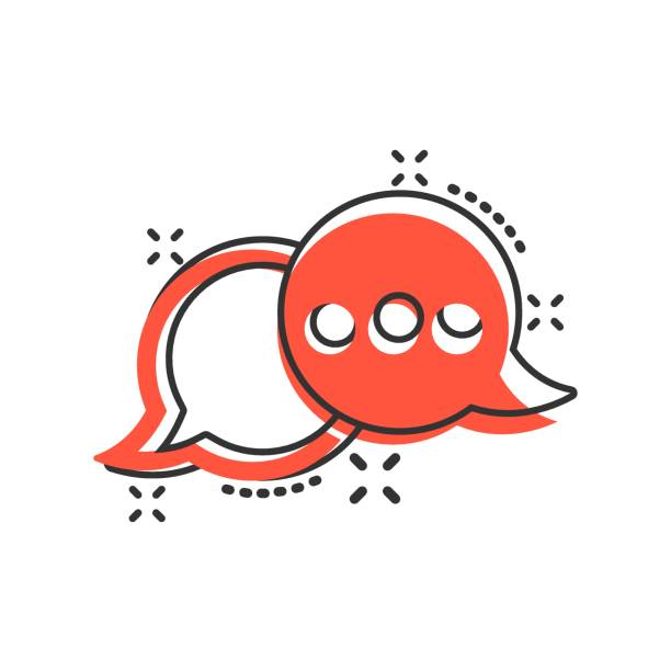 Speak chat sign icon in comic style. Speech bubbles vector cartoon illustration on white isolated background. Team discussion button business concept splash effect. Speak chat sign icon in comic style. Speech bubbles vector cartoon illustration on white isolated background. Team discussion button business concept splash effect. gossip stock illustrations