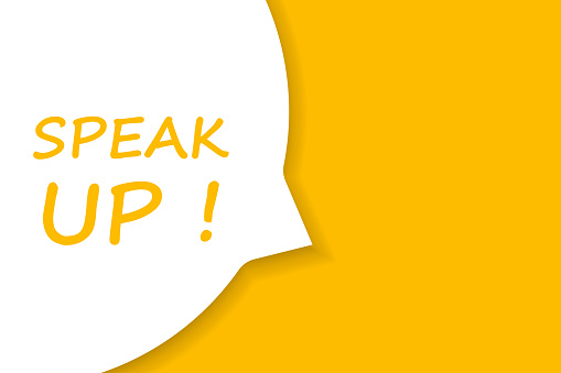 Speak up speech bubble banner vector with copy space for business, marketing, flyers, banners, presentations, and posters. illustration