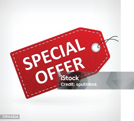 istock Special offer tag with stitching along edges 178145826