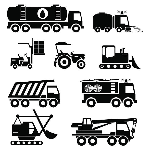 ilustrações de stock, clip art, desenhos animados e ícones de veículos especiais ícones - auto crane, cut out