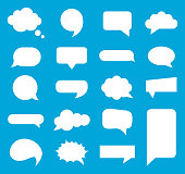 Vector illustration speech bubble icons set on blue background.