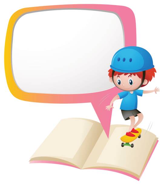 Speech bubble template with boy on skateboard illustration