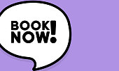 istock Speech bubble with Book now text. Boom retro comic style. Pop art style. Vector line icon for Business and Advertising 1397680264