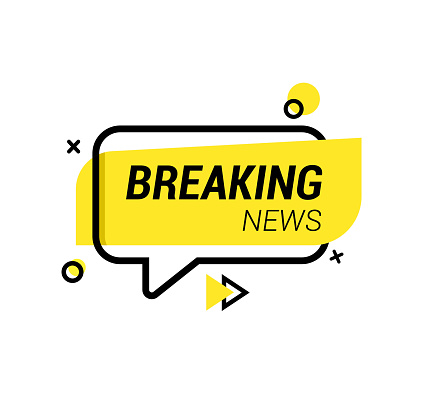 Vector illustration of the speech bubble with breaking news.