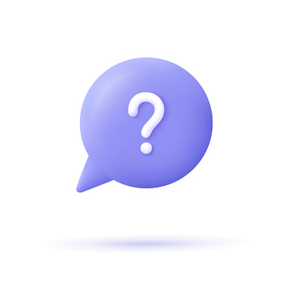 Speech bubble with question mark. FAQ, support, help concept. 3d vector icon. Cartoon minimal style.