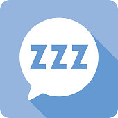 Vector illustration of a light blue speech bubble with three Z's icon in flat style.
