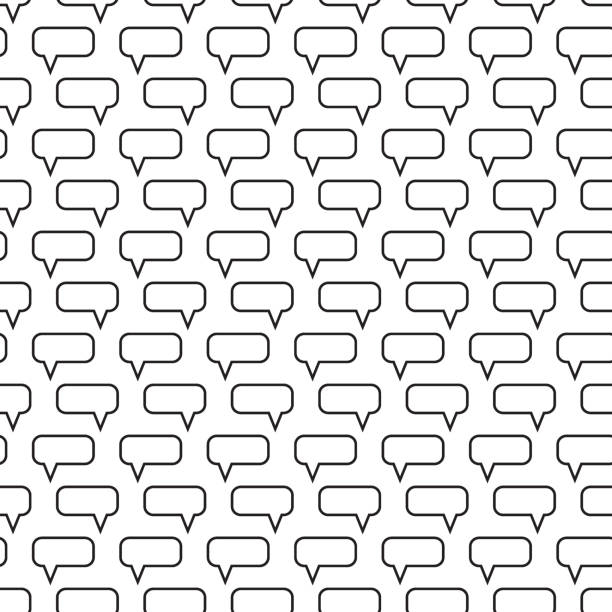 Speech bubbles seamless pattern. Speech bubbles seamless pattern. Message boxes. Symbolic discussion. Black and white vector illustration. writing activity designs stock illustrations