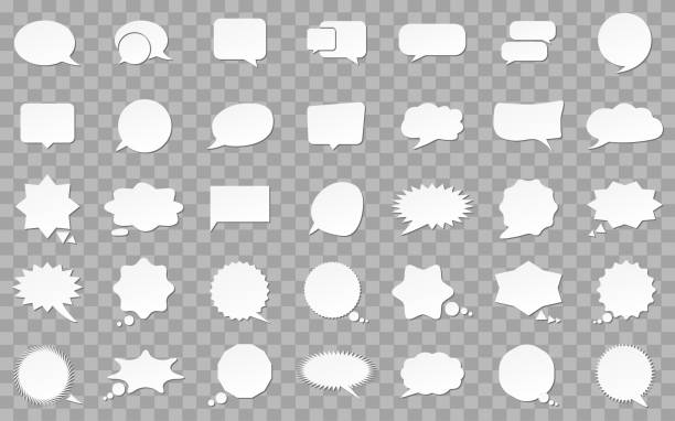 Speech Bubbles Set Collection. White Icons on Vector Transparent Background. vector art illustration