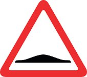 speed bump road red triangle sign vector illustration