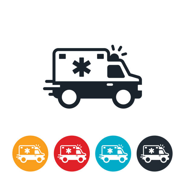 bildbanksillustrationer, clip art samt tecknat material och ikoner med fortkörning ambulans-ikonen - ambulans