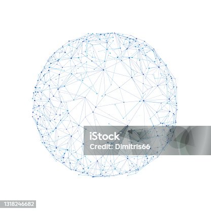istock Sphere with connected lines and dots. Digital futuristic technology concept. 1318246682