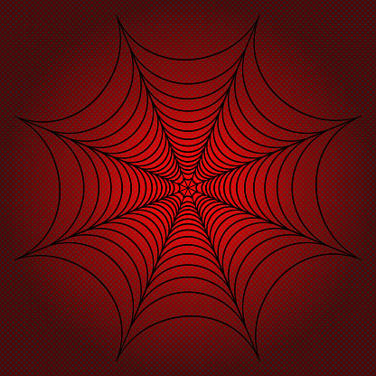 spider web, cobweb on red dotted background. Vector illustration