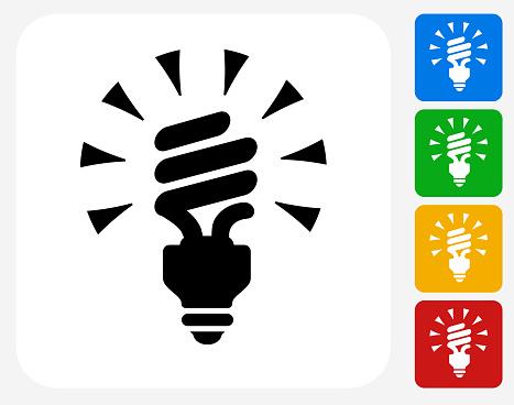Spiral Energy Saving Light Bulb Icon Flat Graphic Design