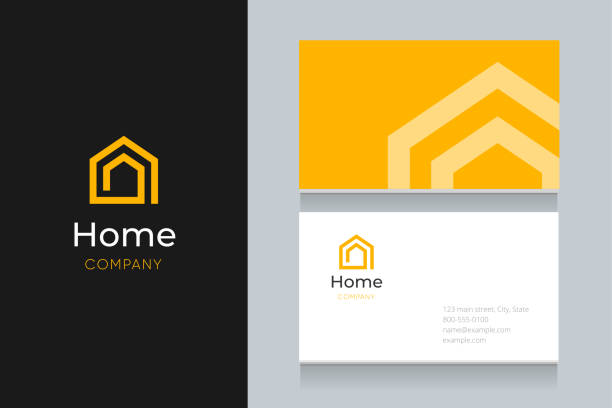 Spiral house logo with business card template. Spiral house logo with business card template. Vector graphic design elements editable for company and entrepreneur. roofing business card stock illustrations