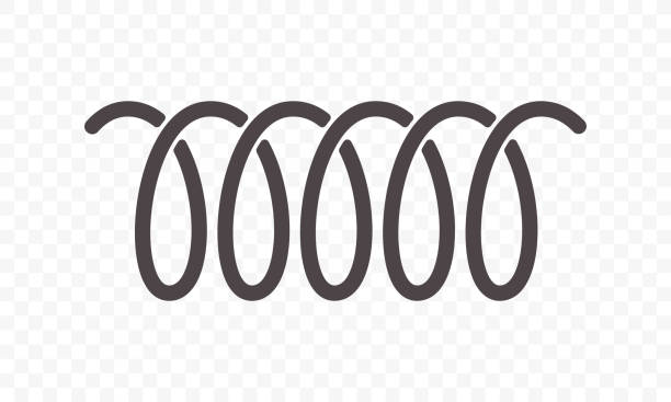 나선형 소용돌이 선 또는 곡선된 와이어 코드 패턴의 봄 벡터 아이콘 - 둥글게 말려진 stock illustrations