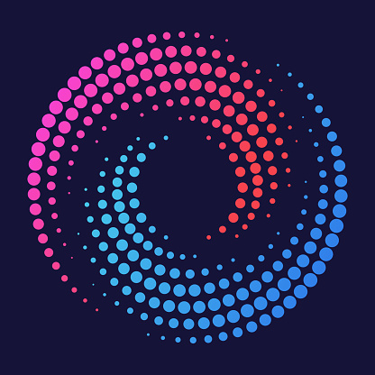 Circle spiral swirl dot halftone dot design element symbols.