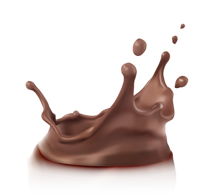 A splash of chocolate sauce. Vector realistic illustration on a white background.