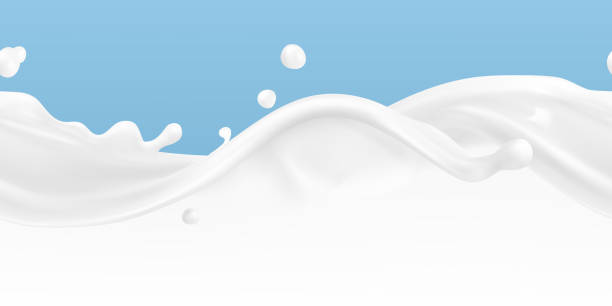 stockillustraties, clipart, cartoons en iconen met spatten van melk naadloze vector patroon - melk