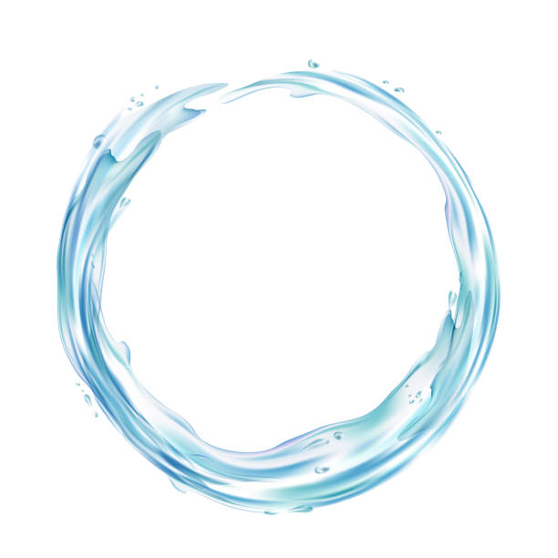 splashing on the water Waves splashing on the water. Natural blue liquid in a ring shape. Isolated on white background. Stock vector illustration. splashing illustrations stock illustrations