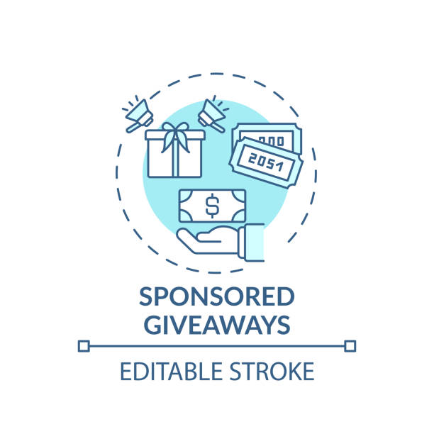 Sponsored giveaways concept icon Sponsored giveaways concept icon. Sponsorship virtual events idea thin line illustration. Giveaway promotion. Financial contest sponsoring. Vector isolated outline RGB color drawing. Editable stroke Best web hosting 2021 stock illustrations
