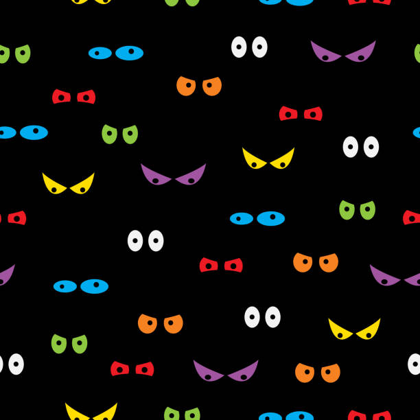 жуткий глаза бесшовные шаблон - глаз животного stock illustrations