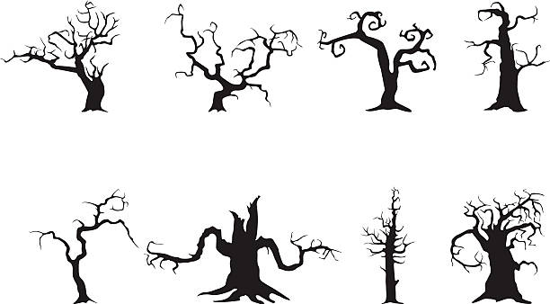 ilustrações de stock, clip art, desenhos animados e ícones de assustador árvores - horror