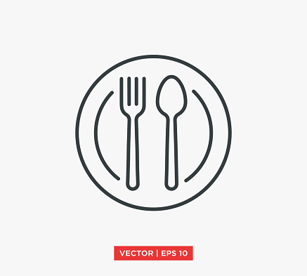 Spoon and Fork Icon Vector Illustration Design Editable Resizable EPS 10