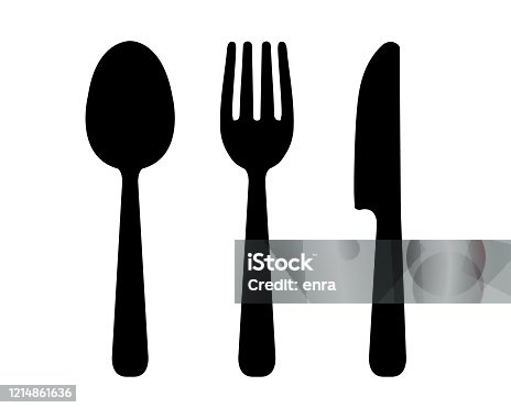 istock Spoon, fork and knife illustration set 1214861636