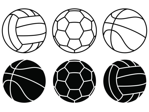 Sport balls set on white background. Vector icons Sport balls set on white background. Vector icons. Football, basketball, volleyball black and white football stock illustrations