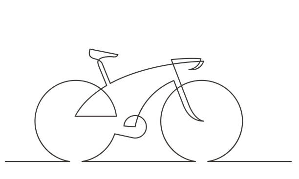 ilustraciones, imágenes clip art, dibujos animados e iconos de stock de bicicleta deportiva una línea - peloton