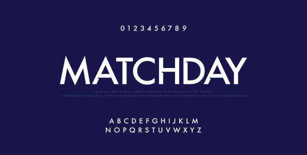 sport future modern alphabet fonts and number. technology typography matchday football font uppercase and numbers. vector illustration sport future modern alphabet fonts and number. technology typography matchday football font uppercase and numbers. vector illustration serif typeface stock illustrations