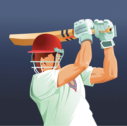 Sport Game of Cricket - Batsman Close Up