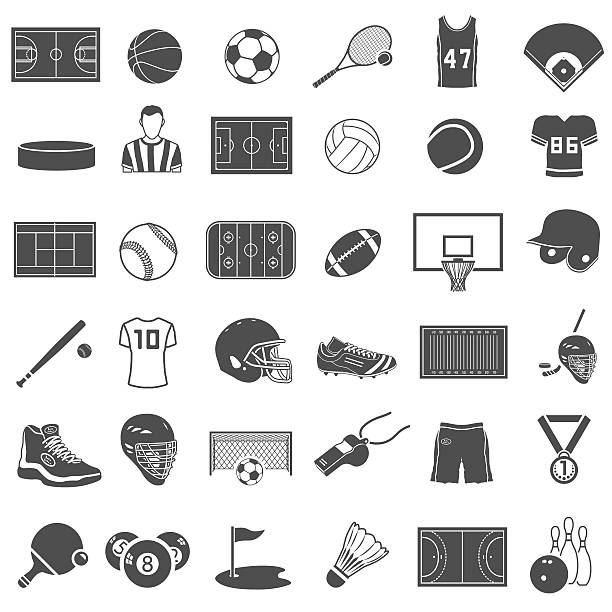 ilustrações de stock, clip art, desenhos animados e ícones de conjunto de ícones de desporto - futsal