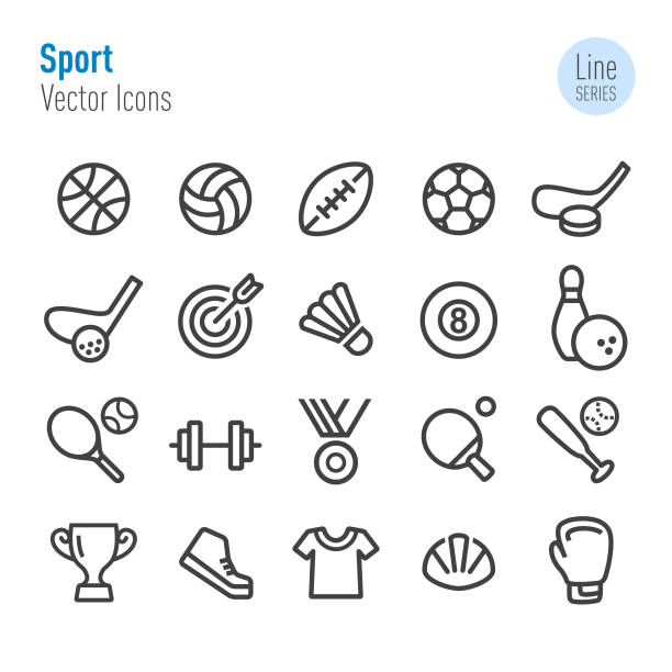 Sport Icons - Vector Line Series Sport, Fitness, exercising, Aerobics, match, ball game cue ball stock illustrations