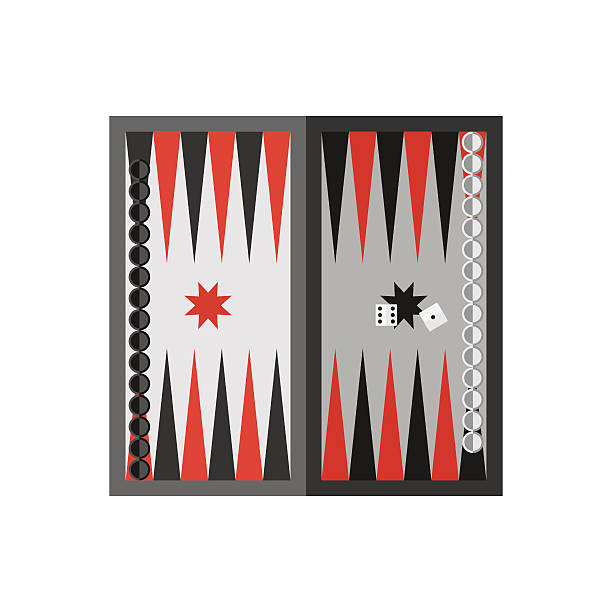 Sport illustration Vector flat simple backgammon table with dices icon.  Sport illustration backgammon stock illustrations