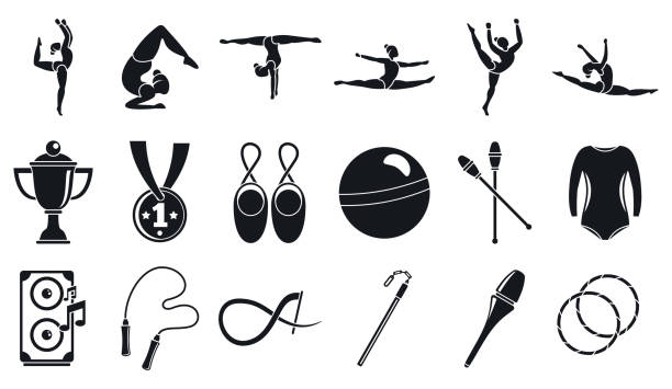 スポーツ新体操アイコンセット、シンプルなスタイル - 新体操点のイラスト素材／クリップアート素材／マンガ素材／アイコン素材