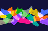 Colourful silhouettes of sport shoes, sneakers or trainers