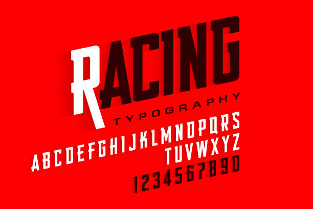 stockillustraties, clipart, cartoons en iconen met sport stijl lettertype - racer